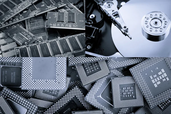 Collage of different computer components. — Stock Photo, Image