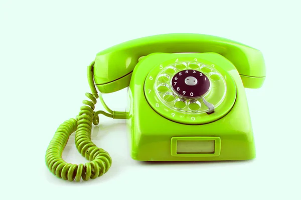 Old Green telephone with rotary dial — Stock Photo, Image