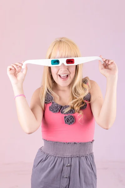 Young beautiful woman with 3d glasses — Stock Photo, Image