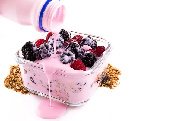 Yogurt con muesli e bacche — Foto Stock