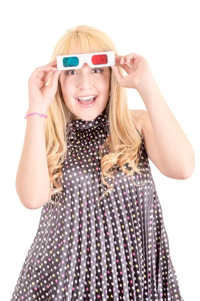 Young beautiful woman with 3d glasses — Stock Photo, Image