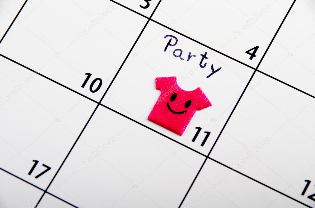 Marked date for party on a calendar.