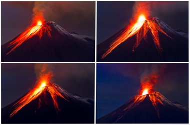 Tungurahua Volcano eruption collage clipart
