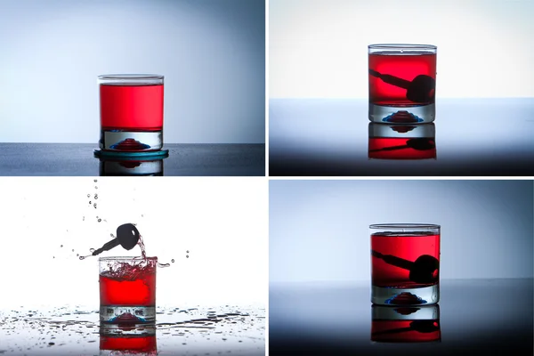 飲み、運転の車のキーの概念とアルコール飲料 — ストック写真