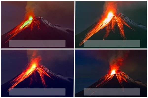Tungurahua vulkan utbrott collage — Stockfoto
