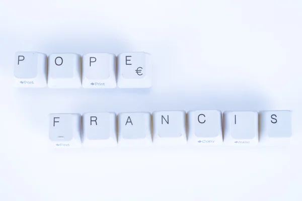 Paus francis woord geschreven met computer knoppen — Stockfoto