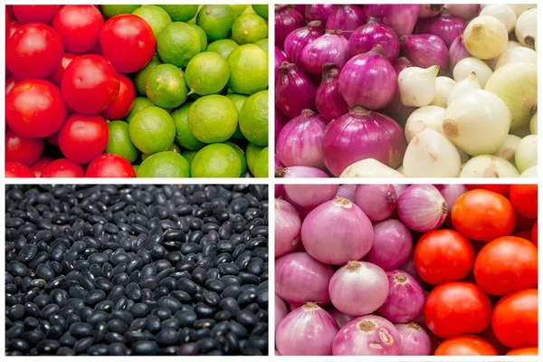 Колаж зі свіжих фруктів та овочів — стокове фото