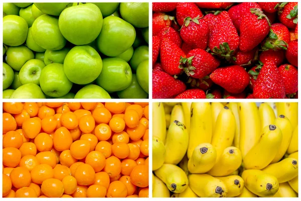 从新鲜的水果和蔬菜组成的拼贴画 — 图库照片