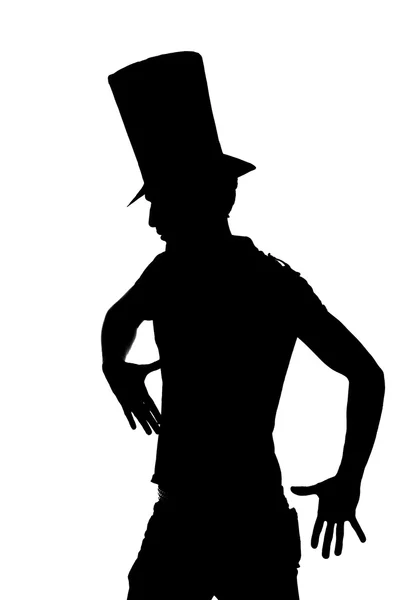 Silueta pohledný muž s kloboukem — Stock fotografie