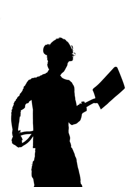Silhouette of a Construction builder worker — Stock Photo, Image