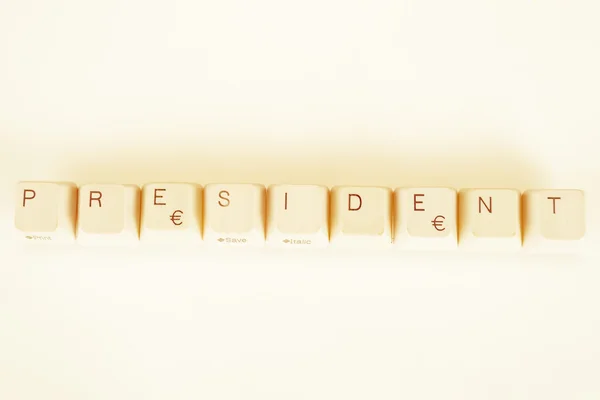 Πρόεδρε λέξης που είναι γραμμένη με κουμπιά υπολογιστή — Φωτογραφία Αρχείου