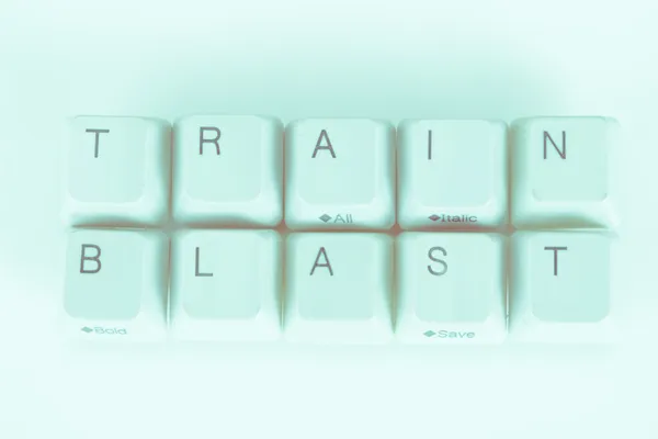 Τρένο έκρηξη λέξη γραμμένη με κουμπιά υπολογιστή — Φωτογραφία Αρχείου