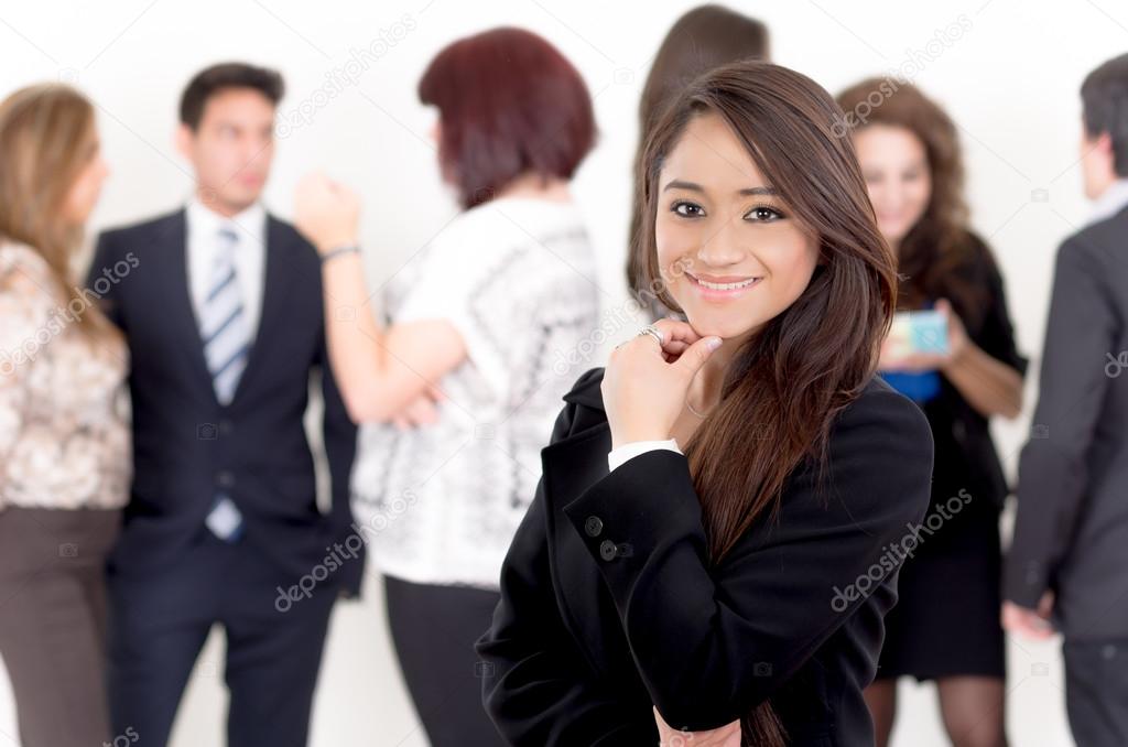 Portrait of young pensive woman in the office