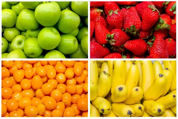 Collage aus frischem Obst und Gemüse — Stockfoto