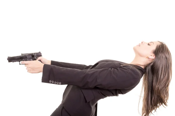 Assassin girl portrait with two guns — Stock Photo, Image