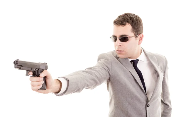 Businessman bodyguard isolated on a white background — Stock Photo, Image