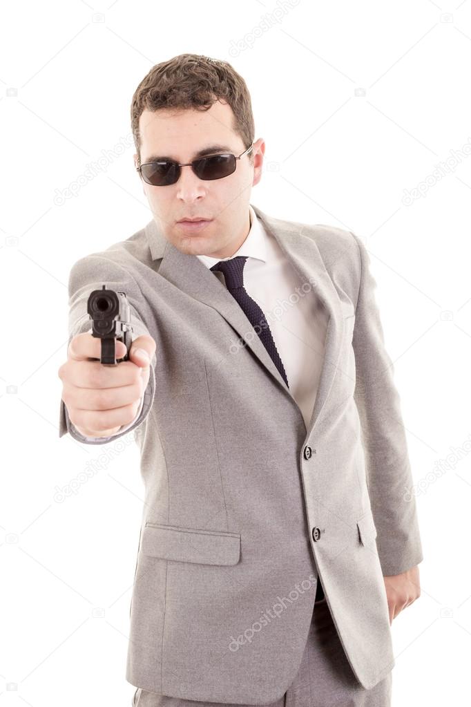 Businessman bodyguard isolated on a white background