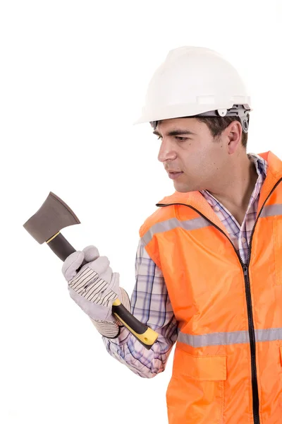 Businessman with an axe — Stock Photo, Image