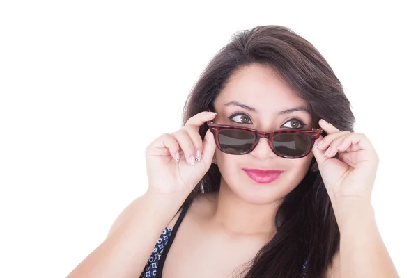 Linda joven mujer de negocios con gafas — Foto de Stock