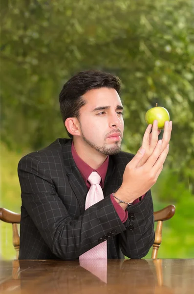 Modern businessman with apple — Stock Photo, Image