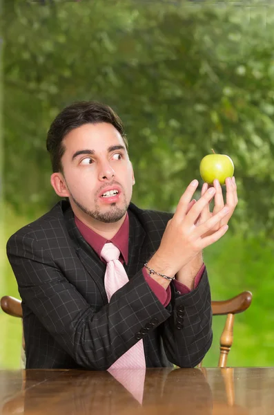 Modern businessman with apple — Stock Photo, Image