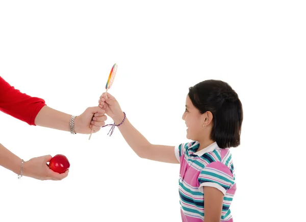 Little girl and big lollipop — Stock Photo, Image