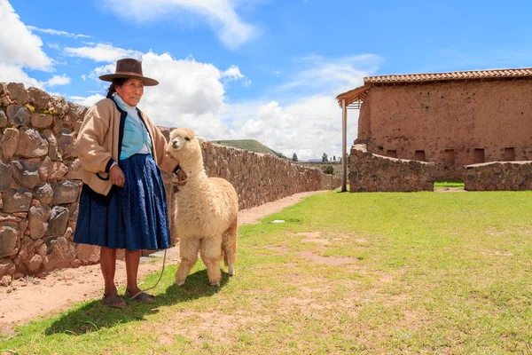 伝統的な衣装を織りにペルーのインドの女性 — ストック写真