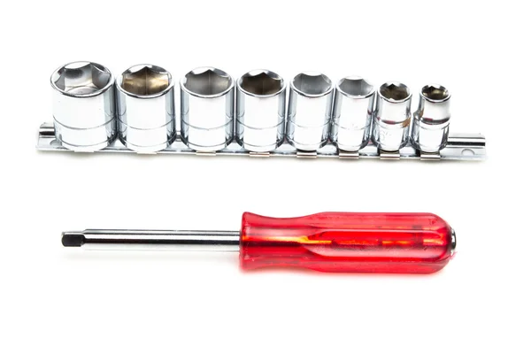 Ratchet set with interchangeable heads — Stock Photo, Image