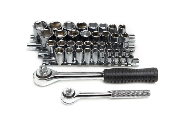 Ratchet set with interchangeable heads — Stock Photo, Image