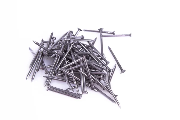 Pile of iron Nails isolated on white background. — Stock Photo, Image