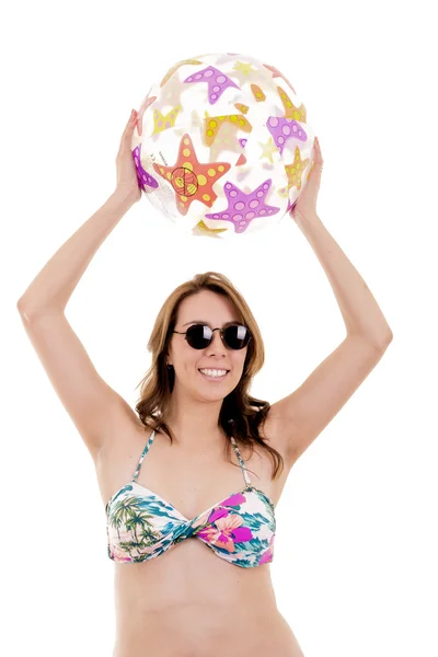 Bathing suit beach ball woman — Stock Photo, Image