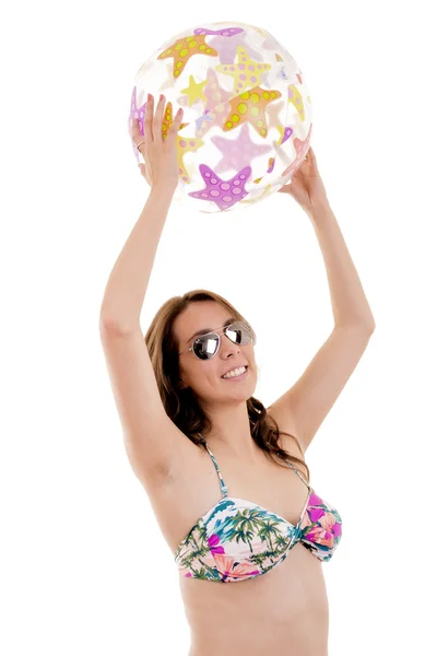 Bathing suit beach ball woman — Stock Photo, Image