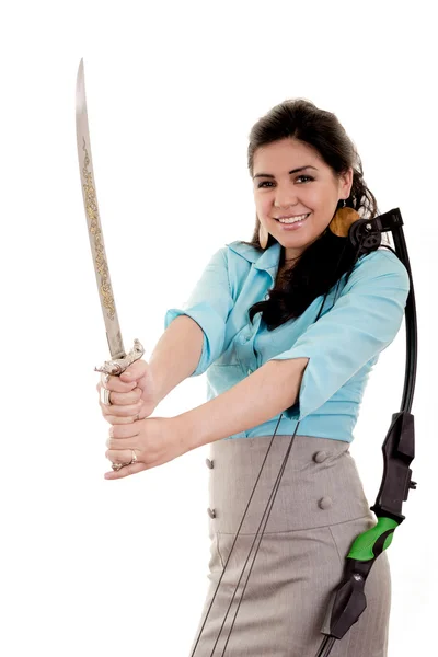 Woman with sword — Stock Photo, Image