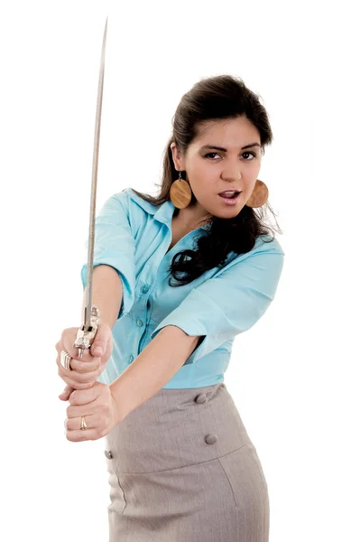 Woman with sword — Stock Photo, Image