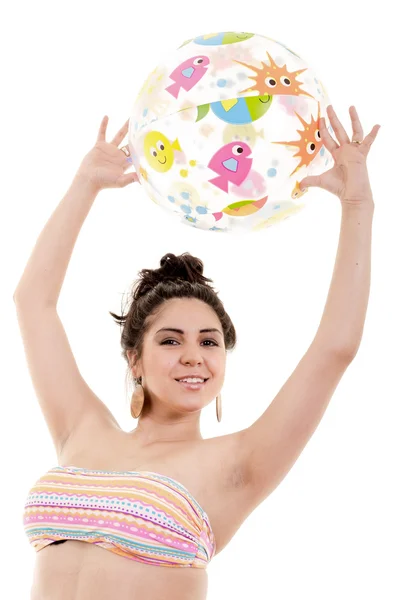 Isolated Beach Ball Girl — Stock Photo, Image