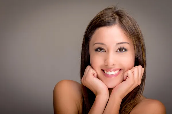 Casual mixed-race Asian Caucasian woman smiling looking happy Royalty Free Stock Images