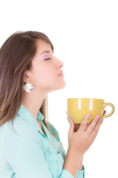 Young woman drinking cofee portrait. — Stock Photo, Image