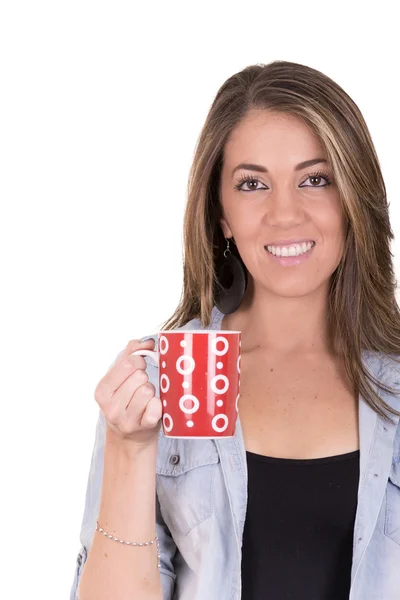 Donna bere una tazza di caffè — Foto Stock