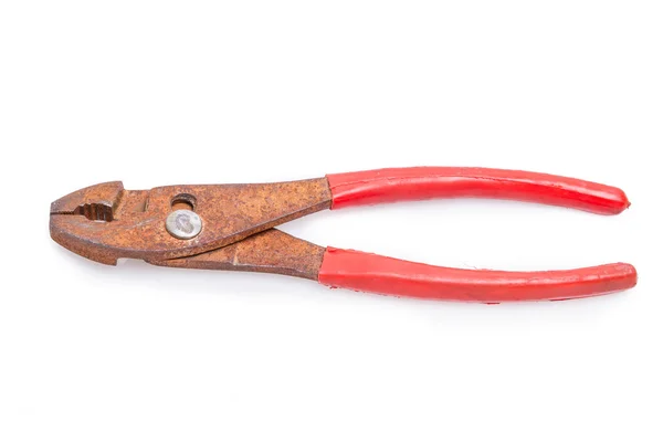 Red rusty old pliers — Stock Photo, Image