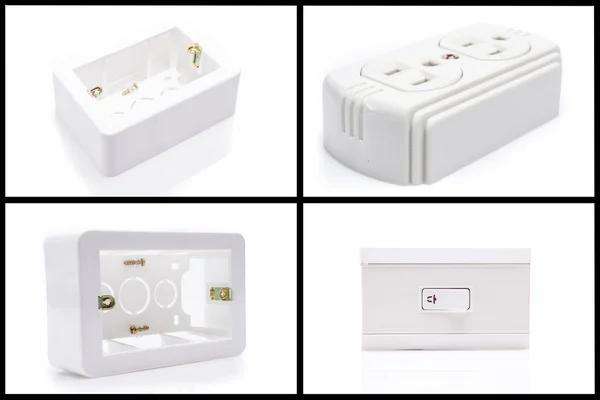 Set van elektrische apparatuur geïsoleerd op witte achtergrond — Stockfoto
