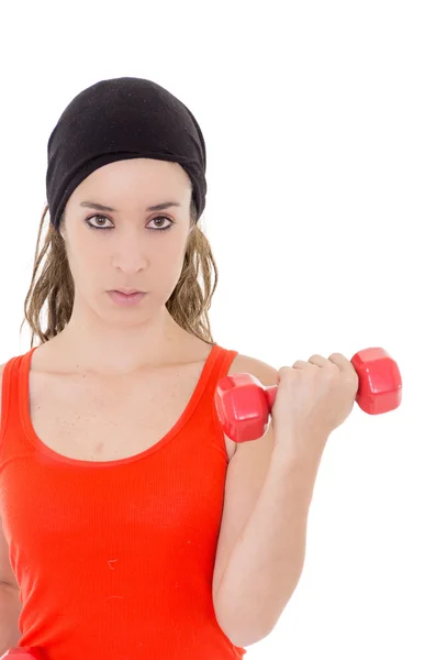 Unga spansktalande fitness kvinna utövar — Stockfoto
