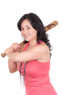 İspanyol iş kadını elinde beysbol sopası ile