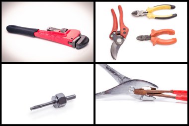 Beyaz arkaplan üzerinde araçlar kümesi