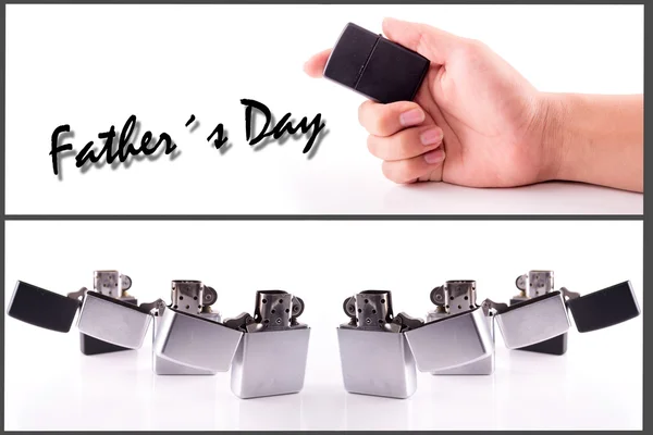 Hand Holding a Lighter fathers day set — Stock Photo, Image