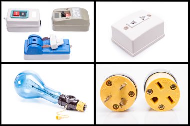 Beyaz arka plan üzerinde elektrik malzemeleri ayarla