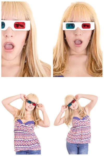 Joven hermosa mujer con gafas 3d conjunto — Foto de Stock