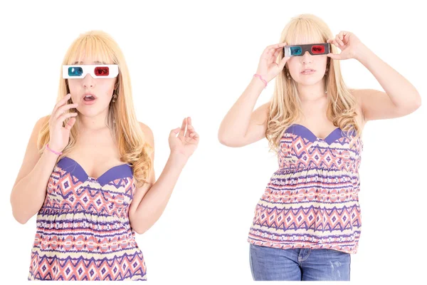 Joven hermosa mujer con gafas 3d conjunto —  Fotos de Stock