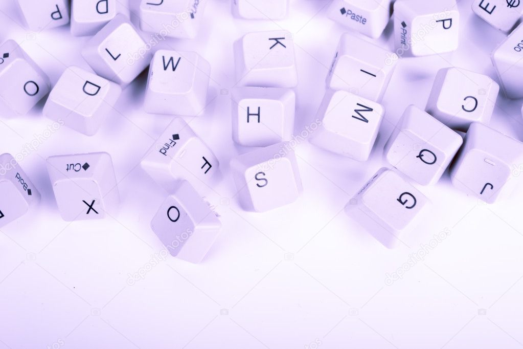Stack of blue Computer Keyboard keys