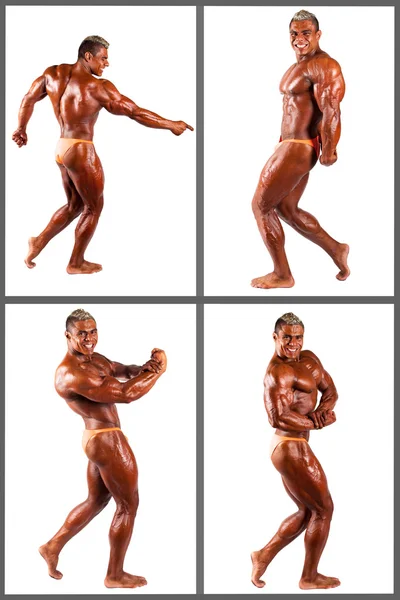 Bodybuilder flexing his muscles in studio — Stock Photo, Image