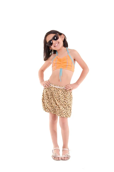 Menina de maiô, roupa de praia, tiro de estúdio — Fotografia de Stock